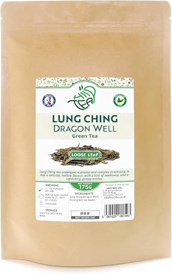Lung Ching Dragon Well   Chinese Longjing Loose Leaf Green Tea 175g | Premium tea, long leaf, delicate mellow flavour