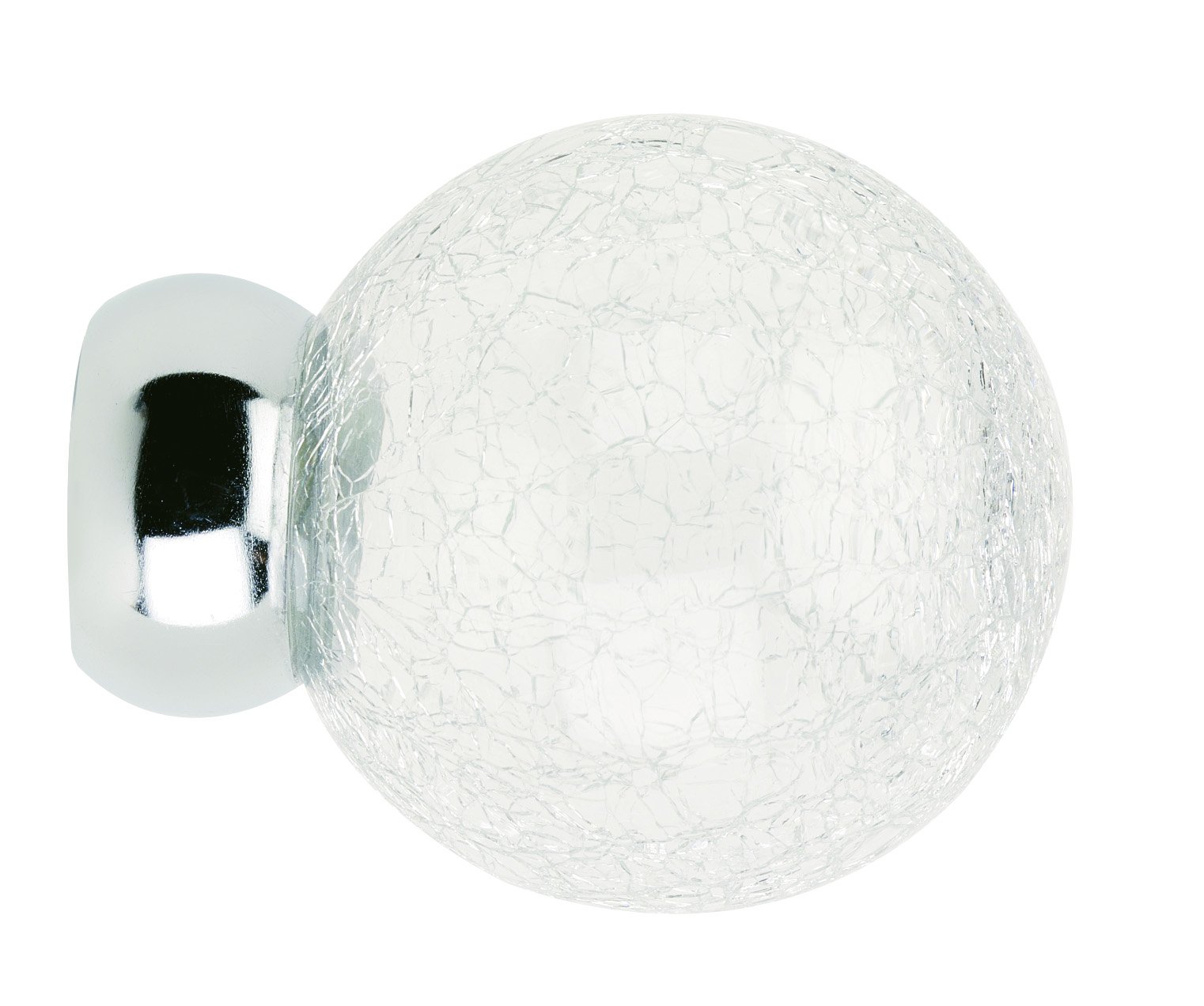 Swish Silver Cracked Glass 28Mm Finials, Chrome
