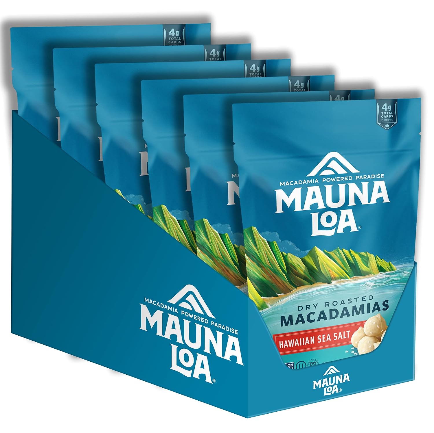 Mauna Loa Sea Salt Roasted Macadamia Nuts, 6 Pack of 4 oz