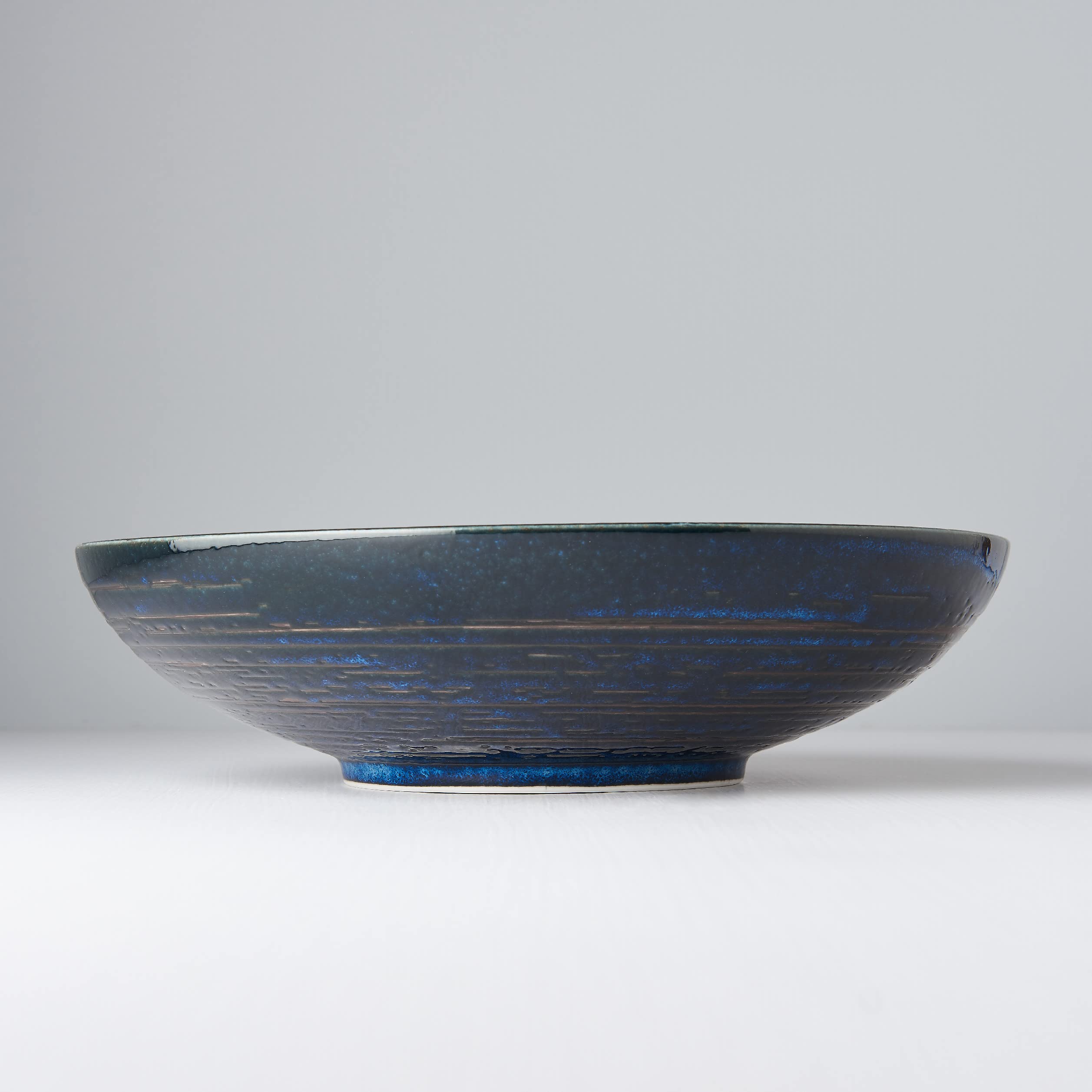 MIJ Europe Insalatiera in ceramica, ciotola per la pasta, blu e nero, rame Swirl, diametro 29 cm, 1500 ml, 1 pezzo, per zuppe di frutta, insalate risotto pasta Udon Pho asiatica