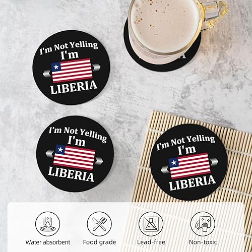 Miniatura 5 de I'm Not Yelling I'm Liberia Liberia - Juego de posavasos de cerámica de 4 pulgadas con base de corcho, base de corcho, regalos de inauguración de la