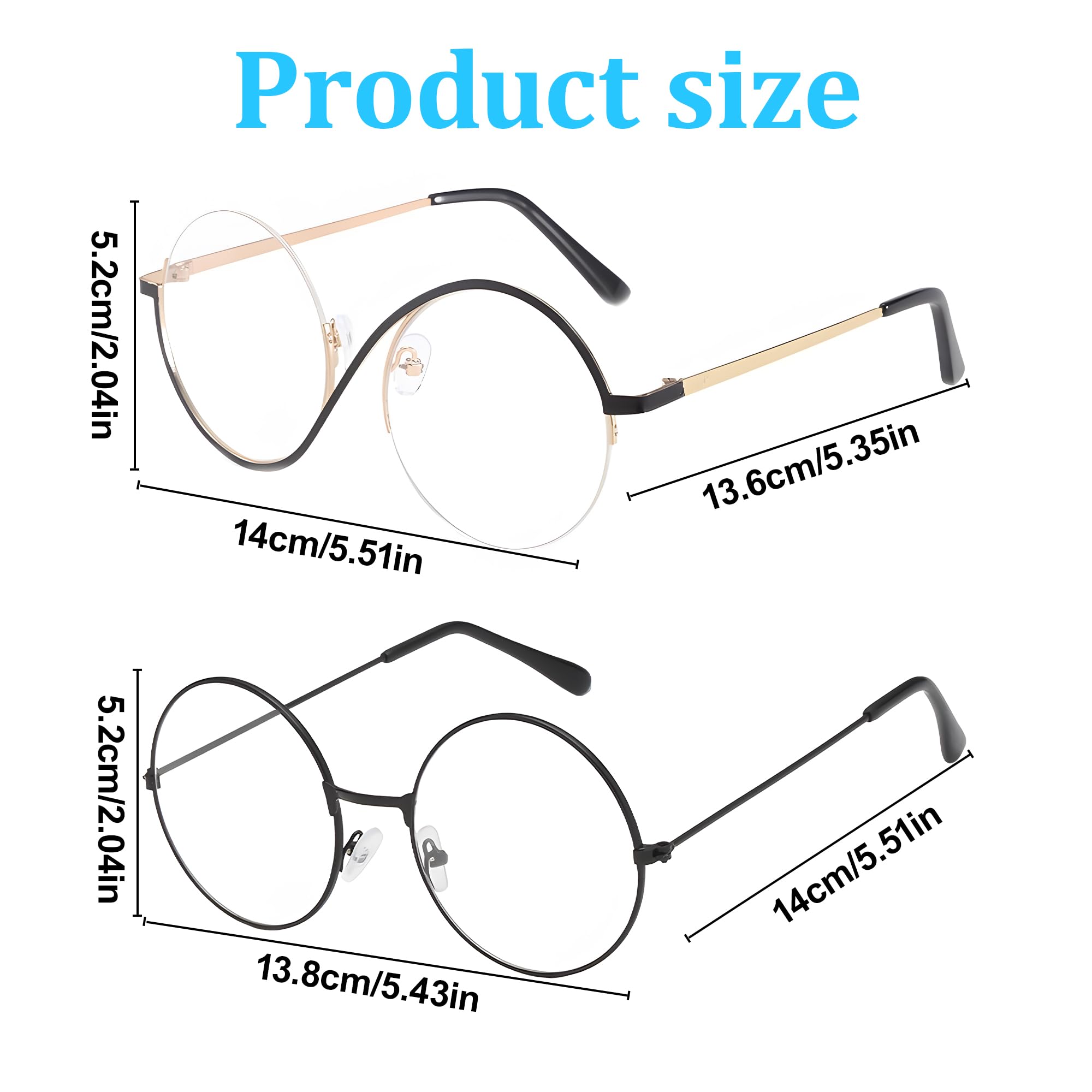 cadelon Witch Glasses, 2PCS Metal Frame Cosplay Eyeglasses for Women Perfect for Party & Cosplay Role Playing - Image 2