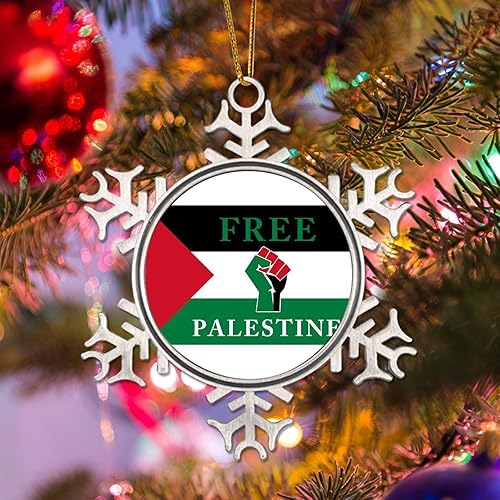 Miniatura 8 de Adornos de metal para árbol de Navidad, bandera de Palestina, adorno de paz, palestina, copo de nieve de metal, adornos de Navidad con decoraciones
