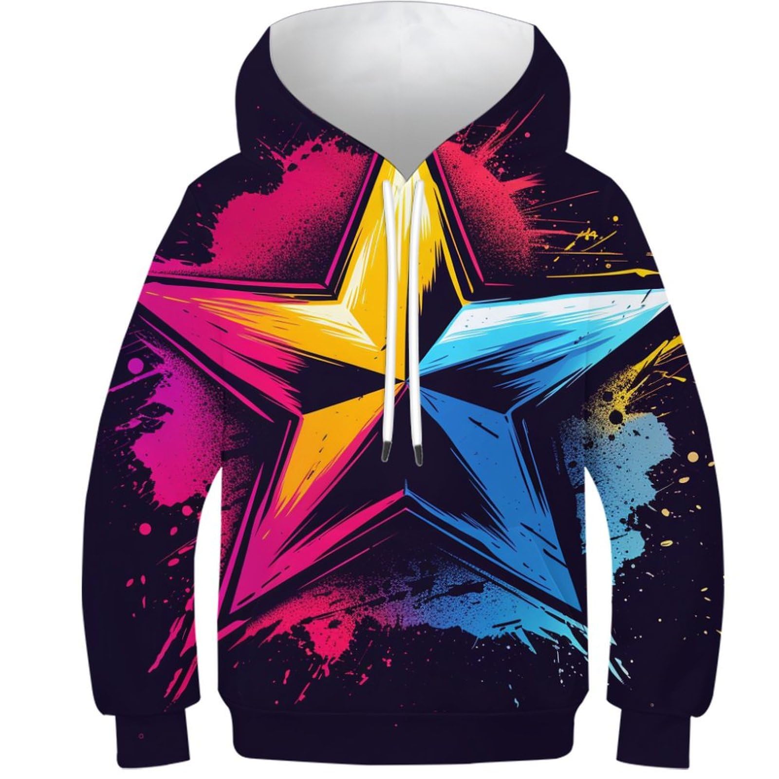 Sweat à capuche étoiles 3D pull sport casual pour ado 12-14 ans - 8