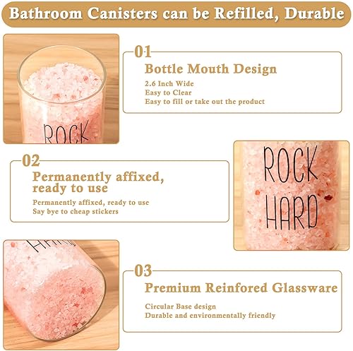 Miniatura 6 de Divertidos frascos de cristal con tapas para organizador de almacenamiento de baño, paquete de 4 soportes de bolas de algodón, organizador de cintas