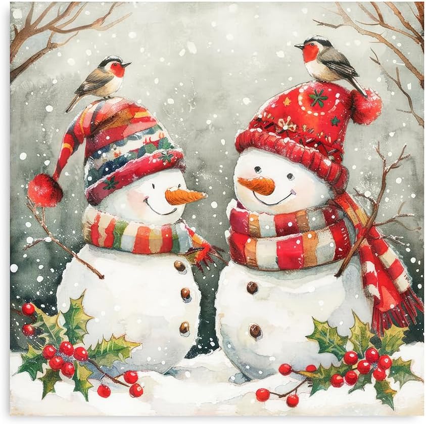 ForJoy Christmas Santa Art Canvas for Bedroom and Livingroom Santa Canvas Christmas Picture Framed Gifts 24x24in