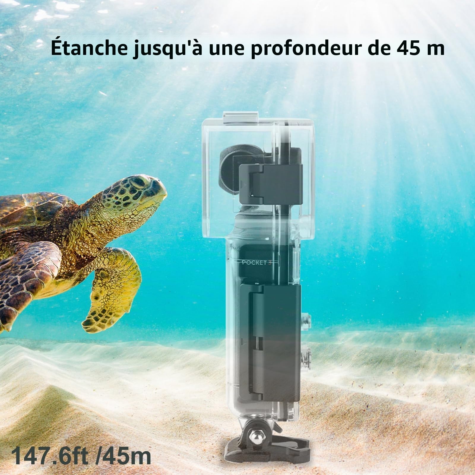 Valise de plongée pour DJI Osmo Pocket 3 Boîtier étanche à l'eau, Valise de plongée, Housse de Protection pour Osmo Pocket 3 Sports, Accessoire pour caméra d'action, 45 m, Transparent