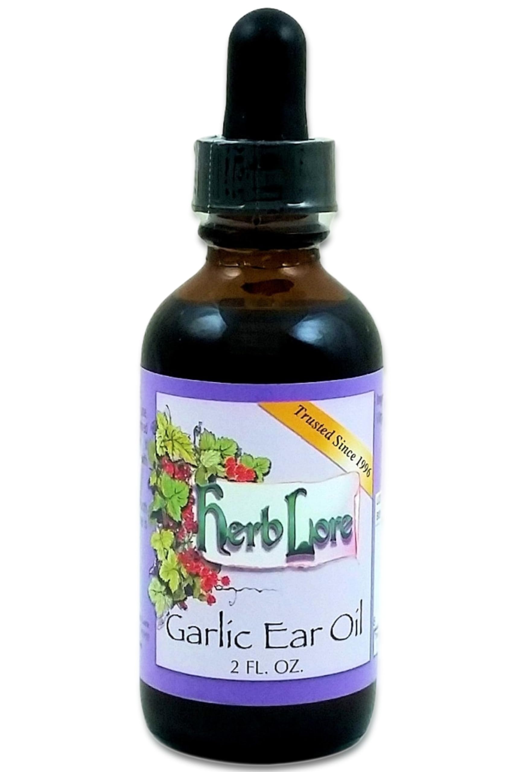 Herb Lore Garlic Oil Ear Drops - 2 fl oz - Garlic Ear Drops for Kids & Adults - Garlic Ear Oil for Itchy Ears - Ear Pain Relief Drops - Earache Drops with Olive Oil