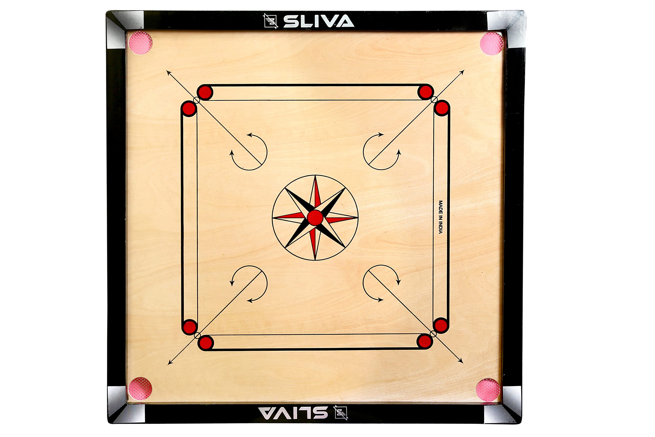 Buy SLIVA [32 Inch] Wooden Carrom Board 2 Inch Border Size with Coins