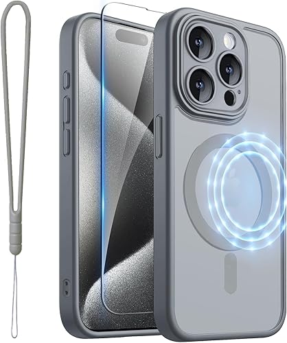 Miniatura 45 de ROYBENS Funda transparente mate para iPhone 14 Pro-Max compatible con Magsafe, protección completa de lente de cámara, protector de pantalla, correa