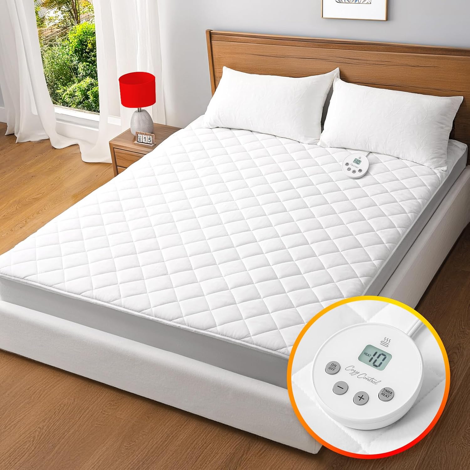 Heated Mattress Pad Twin Size,Electric Mattress Pad, Bed Warmer with 10 Heat Settings Controller & 1-12 Hours Auto Shut Off,Fit Up to 8-21" Deep Pocket, Machine Washable (39"x75",White)