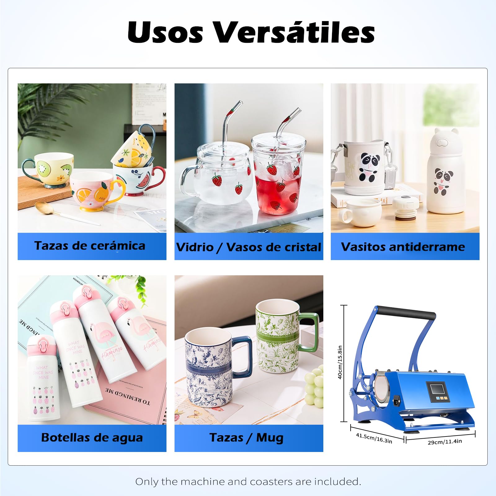 OUKANING 6 en 1 Prensa Térmica para Tazas 8-30oz Sublimacion Tazas Maquina 600W Control de Temperatura y Tiempo, Máquina de Prensado de Tazas, Prensa de Calor para Tazas de cerámica/vidrio/metal(Azul)