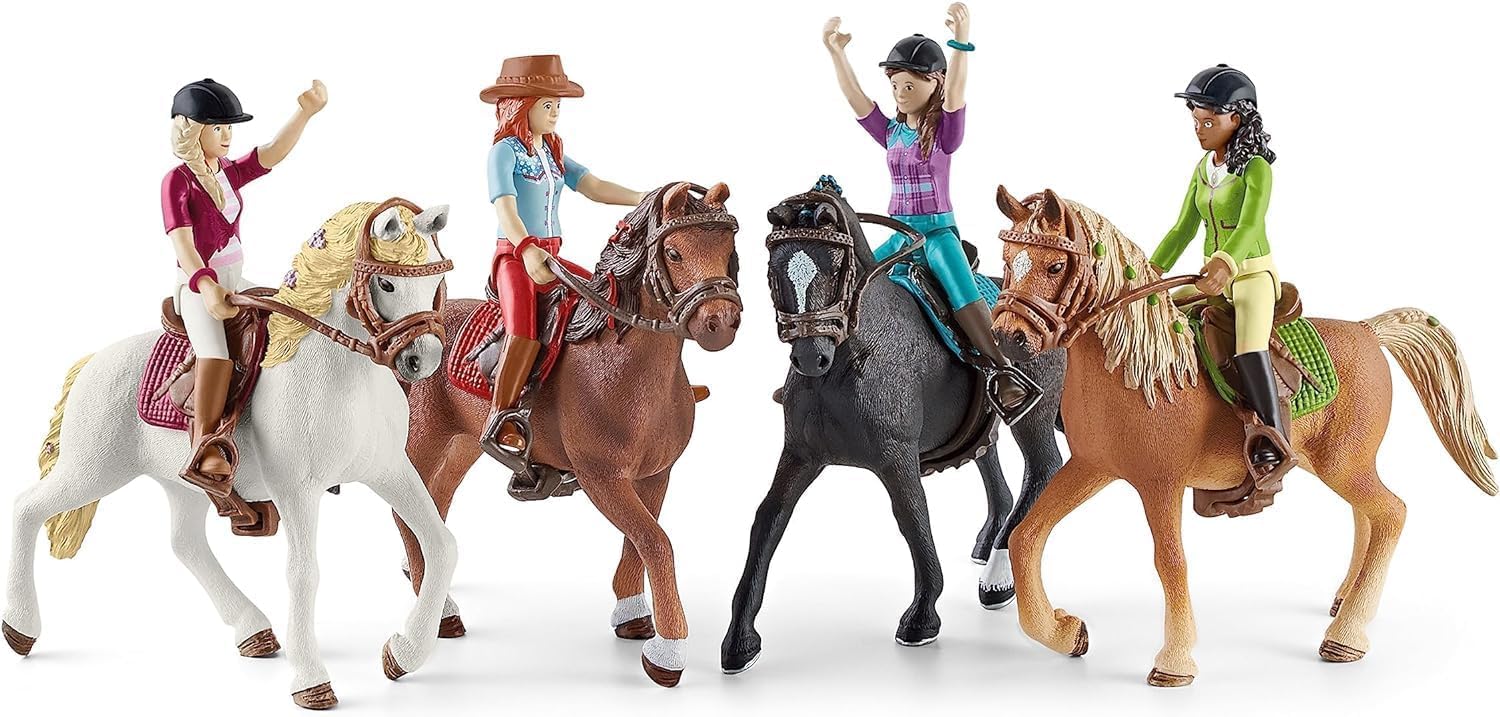 Schleich Horse Club | Ausritt 72221 | ab 5 Jahren | 40 Teile | 4 bewegliche Figuren und 4 Pferde | Geschenk für Mädchen und Jungen | Pferde Spielzeug für Kinder | exklusiv bei Amazon