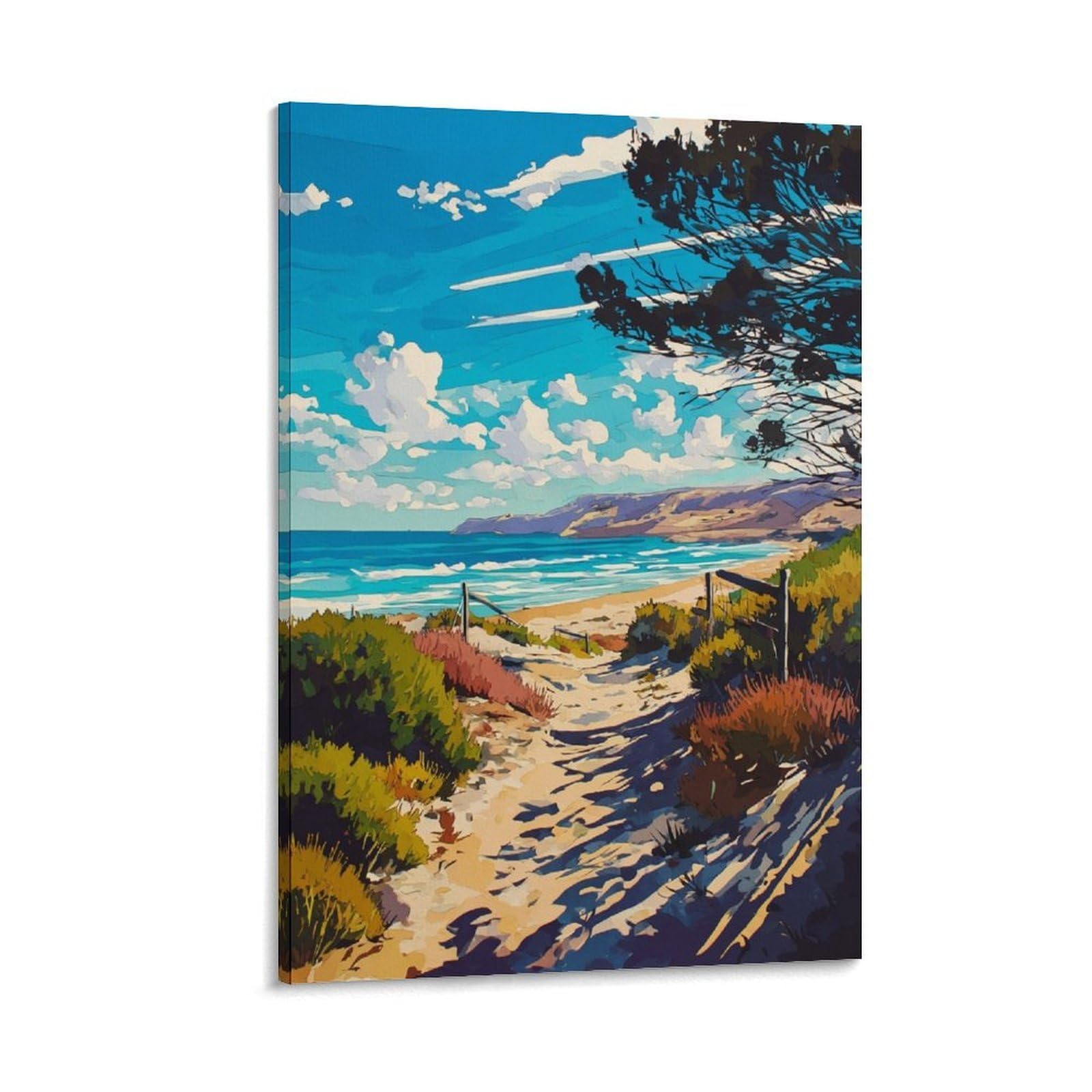 Cambrillo Beach Poster 20x30inch(50x75cm) Vintage Watercolor Canvas Art