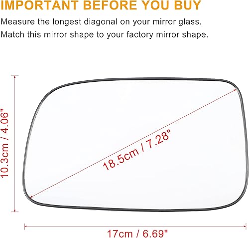 Miniatura 3 de X AUTOHAUX Espejo retrovisor izquierdo del lado del conductor con calefacción de cristal de reemplazo W/placa de respaldo para Toyota Prius 2004-2009