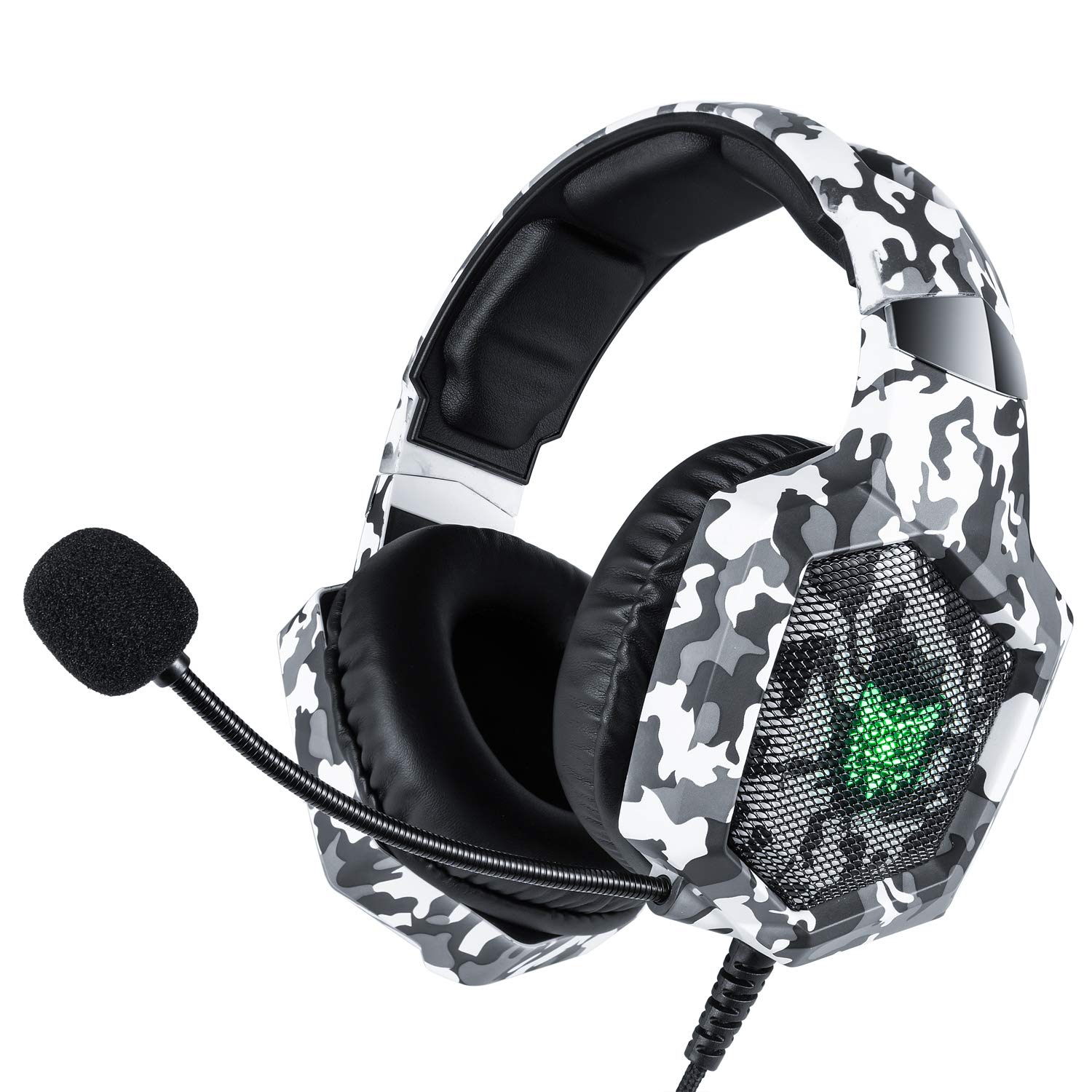 ONIKUMA K8 Wired Communication and Headband Style Wired Headset Gamer Computer Gaming Headphone for PS4 PC XBox One Laptop Camo White
