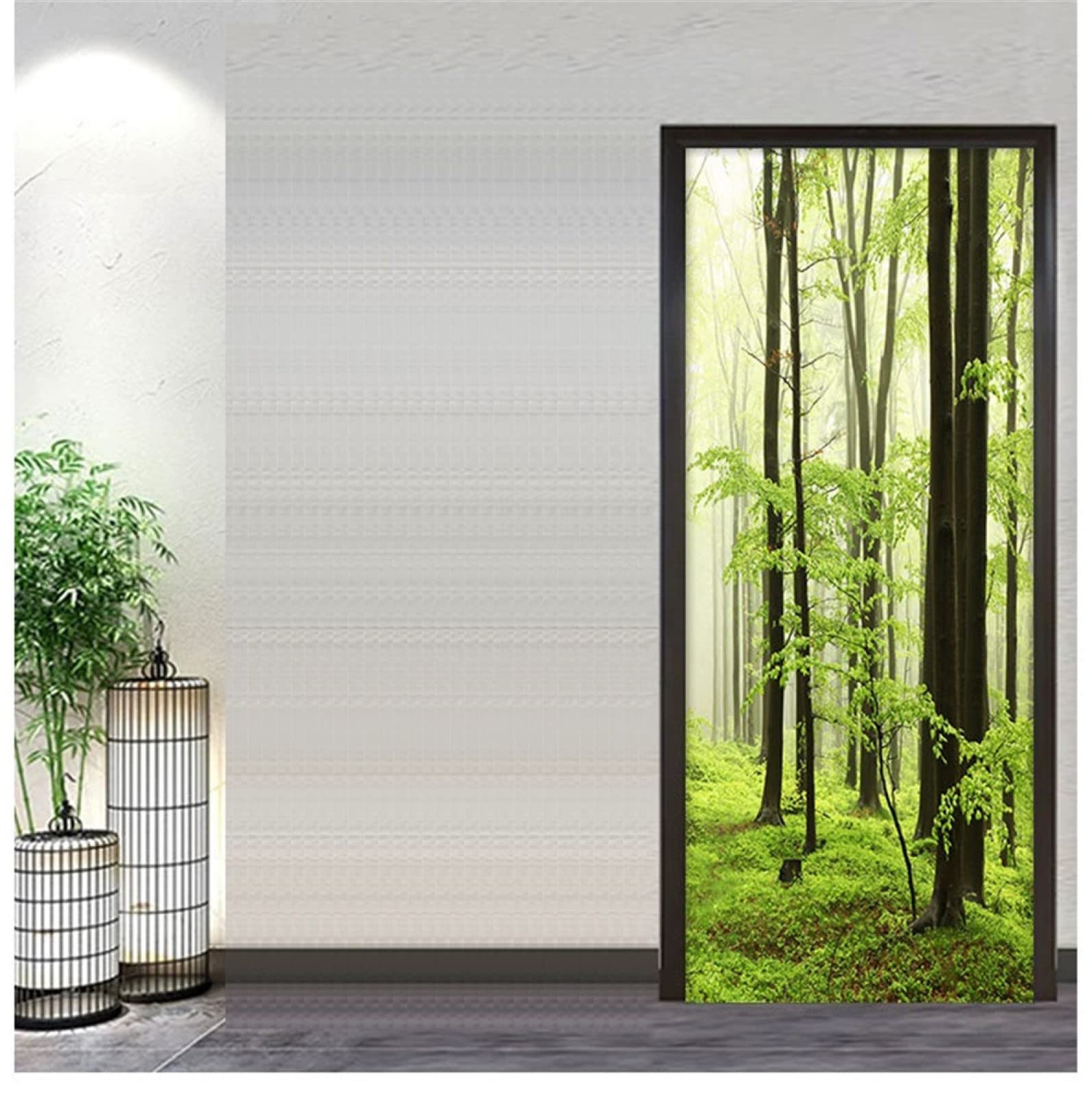 Sticker de porte forêt 3D pour rénover une porte sans peindre