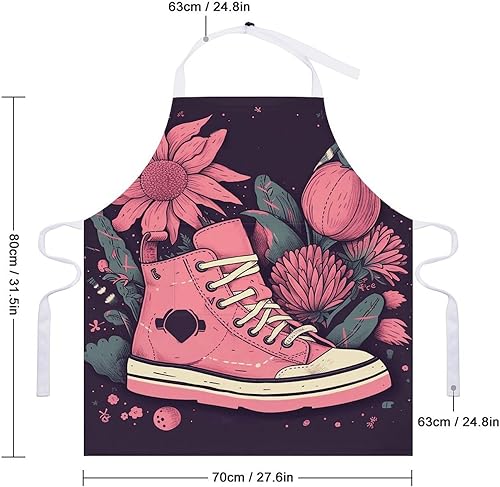 Miniatura 2 de MUSM Apron for Adults - 27.6 X 31.5 Inch, Heavy-Duty Polyester Aprons with Two Large Pockets, Waterproof Peach Shoes Kitchen Apron for Cooking,