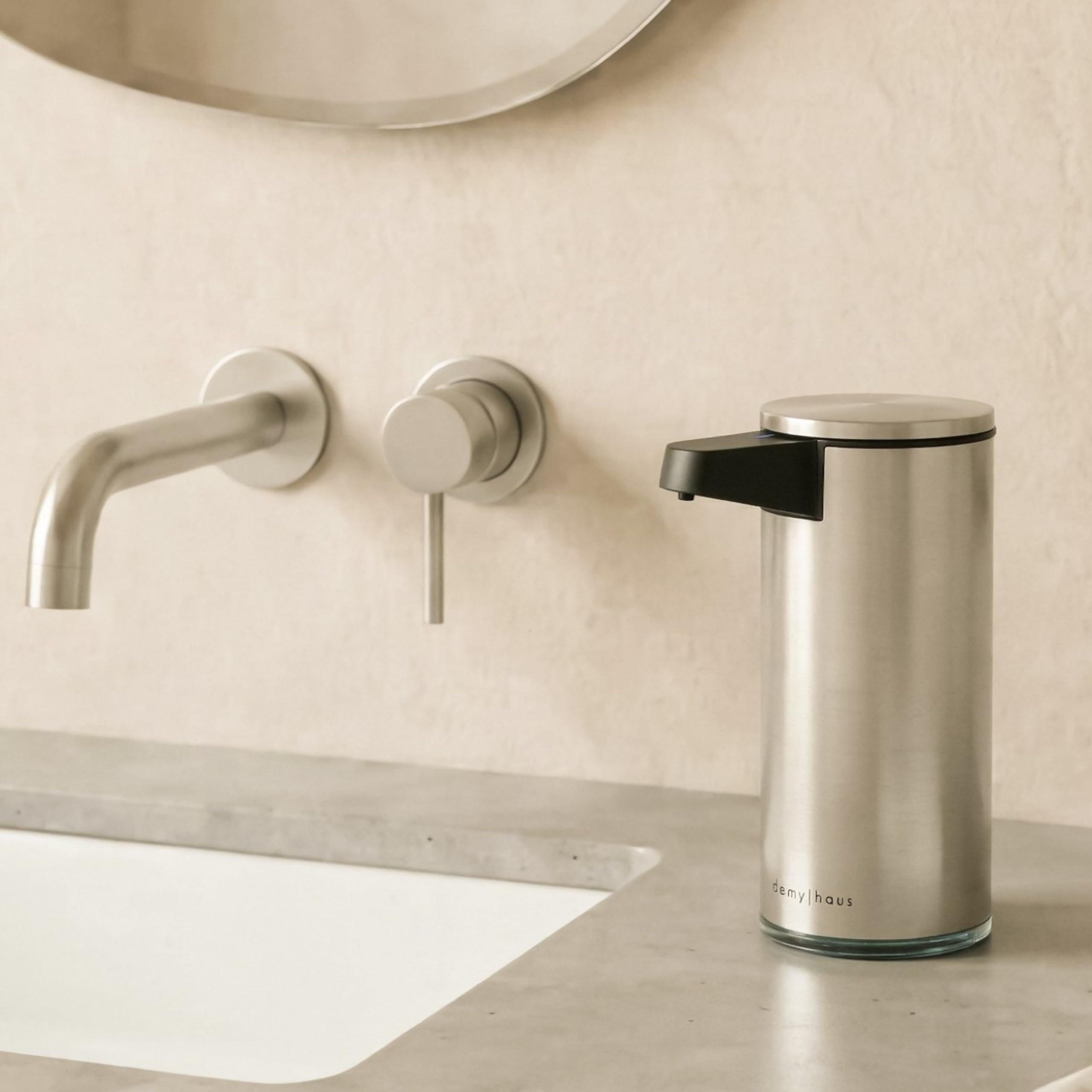 Demy Haus SensePro Sensörlü Otomatik Sıvı Sabunluk | Şarjlı Paslanmaz Çelik | 380ml 5 Kademeli Dozaj | Temassız Hijyenik | Banyo ve Mutfak | Metalik Gri