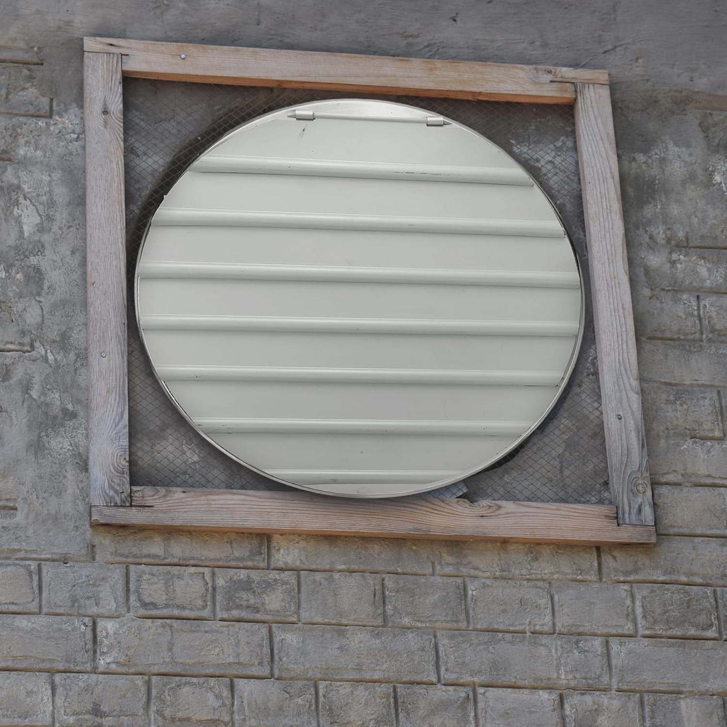 PATIKIL 14 Inch Aluminum Vent Cover, Louver Shutter Exhaust Fan Louvered Vent Automatic Gravity Round Grill Self-Closing Vent Cover for Greenhouse Industrial Exhaust HVAC System, White