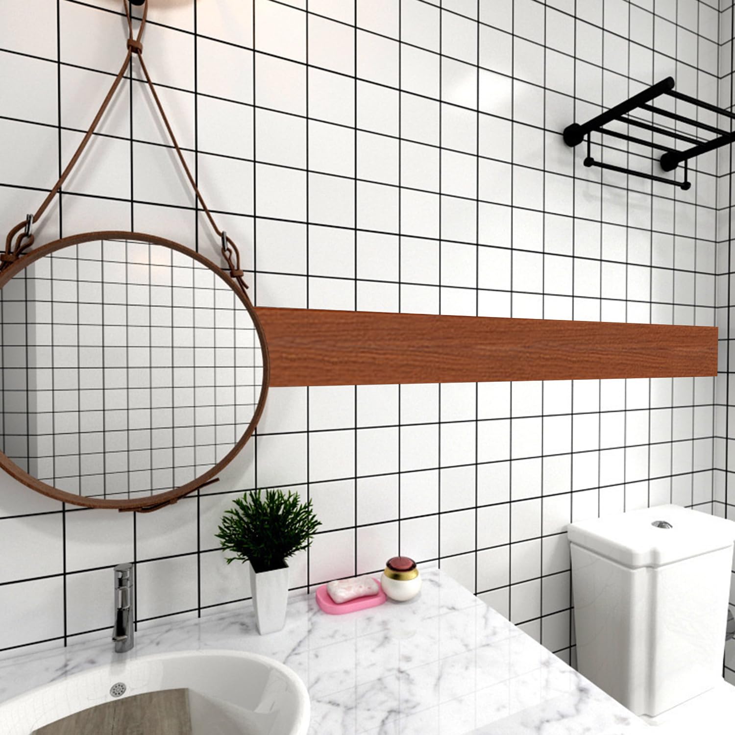 YXHZVON Selbstklebende Marmor Folie Bordüre 10 x 500 cm für Küche Badezimmer Wohnzimmer (Rote Kirsch)