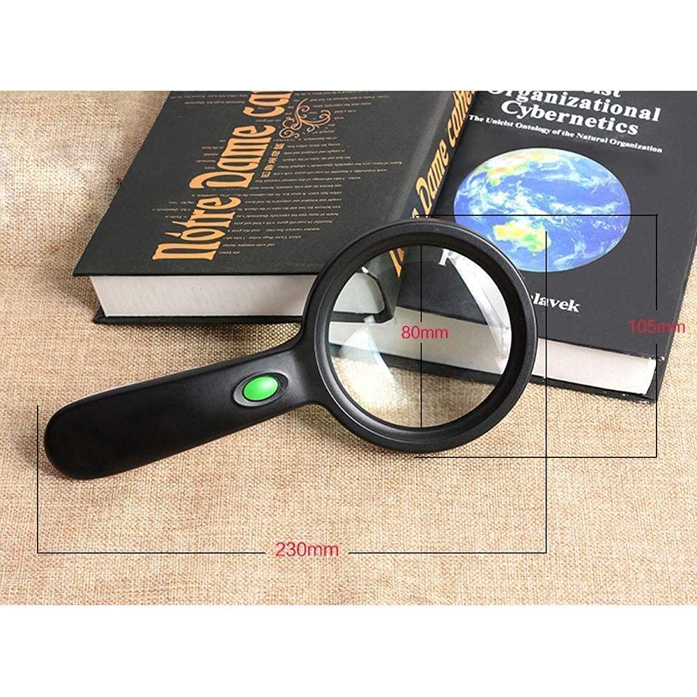 Loupe, éducative, recherche, 20 fois tenue à la main, 12 LED, haute définition, verre optique, grande lentille, lecture caritative