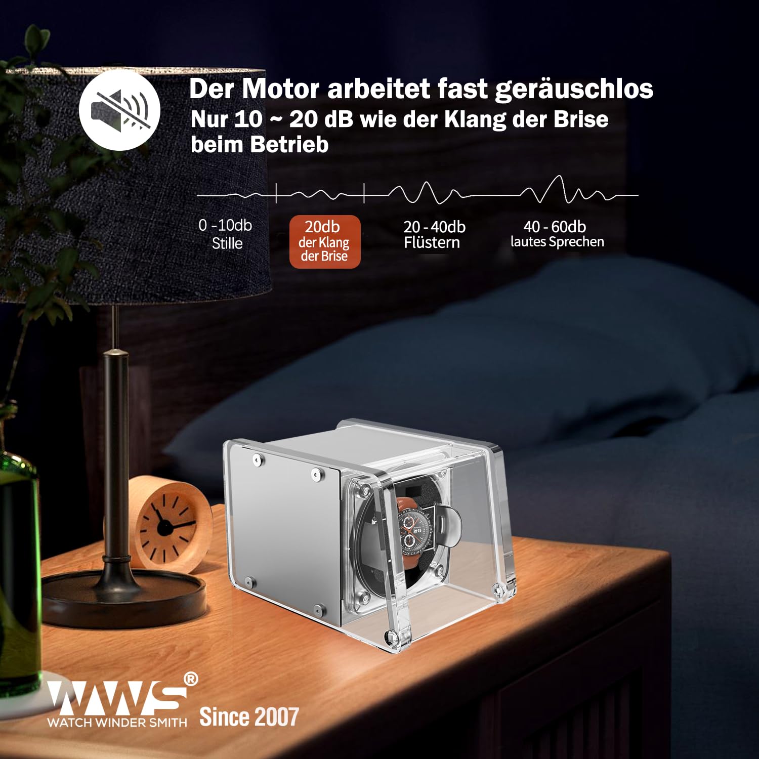 Watch Winder Smith Uhrenbeweger mit Mittelrotationsstoppfunktion - Uhrenbeweger für 1 Uhr - für großen Herren Automatikuhren