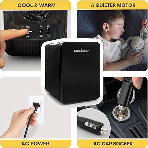 Miniatura 5 de Enventor Mini Fridge, 4 L 6 Can Mini Fridges for Bedrooms, AC+12V DC Power Cooler and Warmer, Portable Small Refrigerators Skincare Fridge for