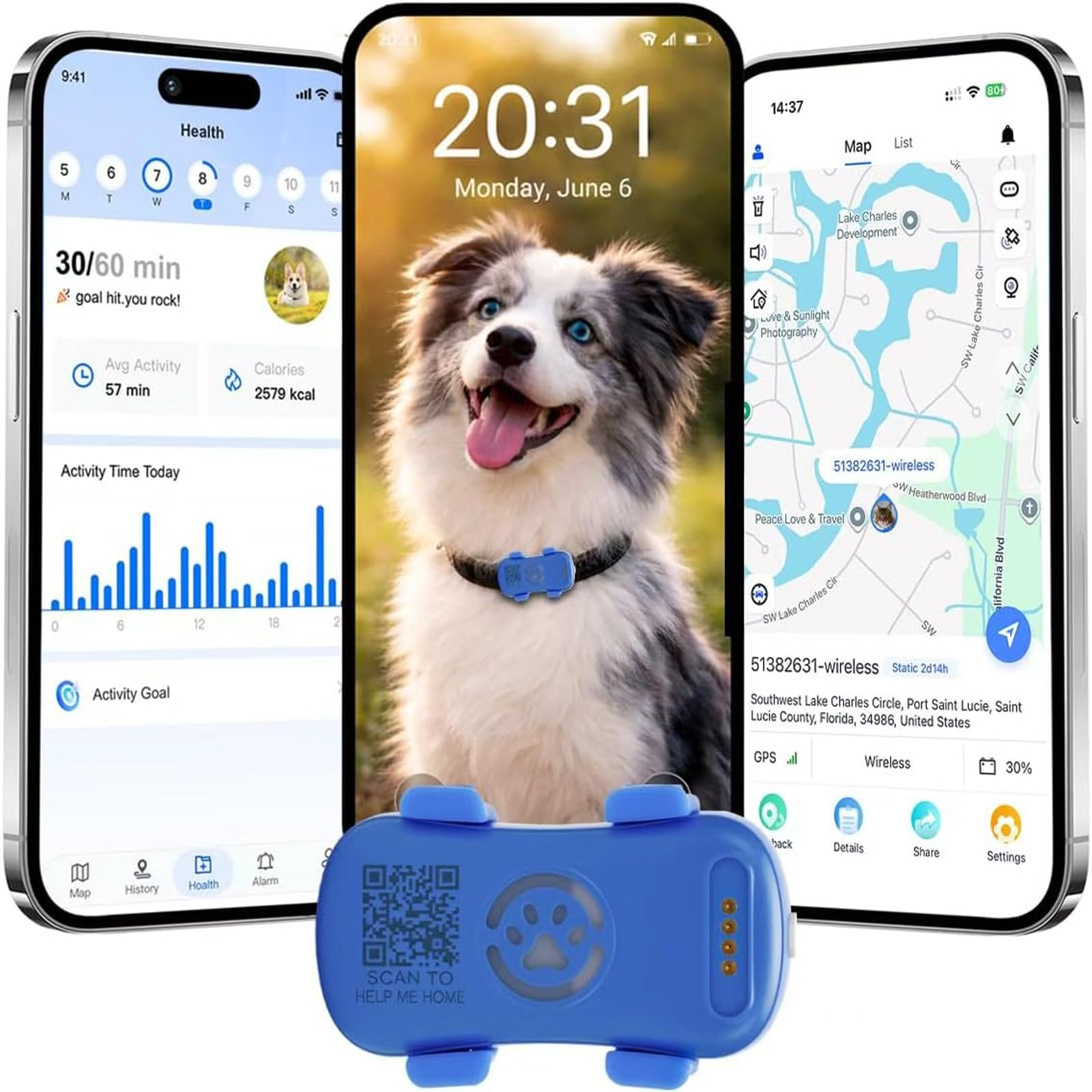 Collar GPS Perros Seguimiento satelital en Vivo 4G, múltiples alertas Inteligentes, Monitor de Actividad Totalmente Impermeable para Perros y Gatos, Alcance Ilimitado,Se Requiere suscripción