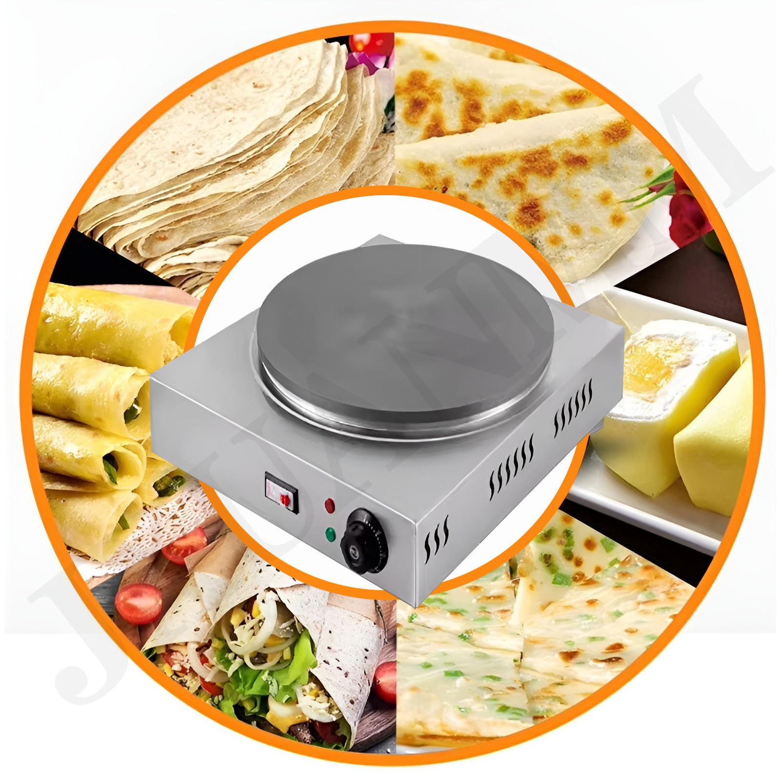 Máquina para hacer crepes comercial, máquina para hacer crepes eléctrica, control de temperatura ajustable, superficie de cocción de hierro fundido espesado,40cm/15.7in-Square