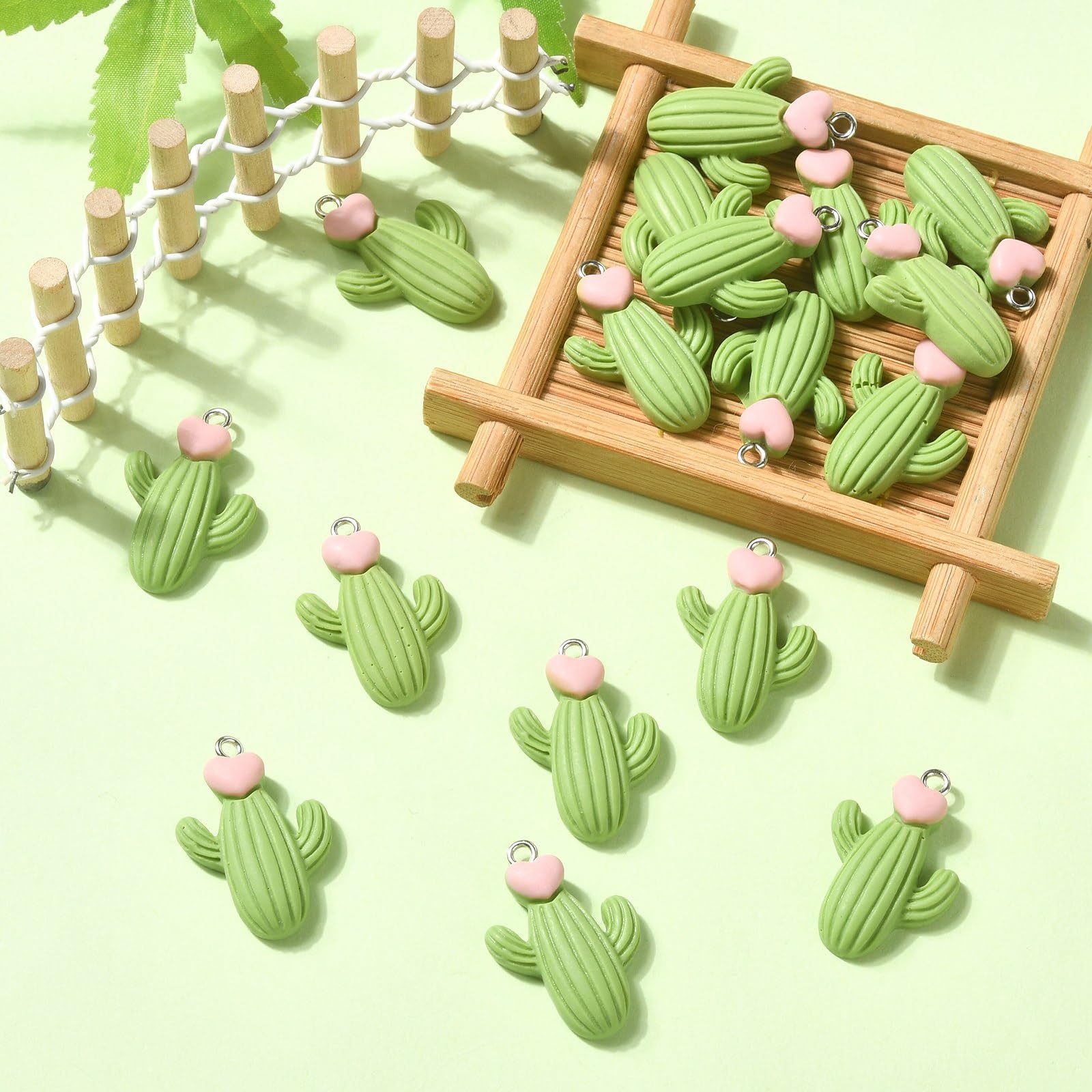 KitBeads 30pcs Resin Hamburger Charms 3D Kawaii Fastfood Imitation Food Cheese Burger Charms for Jewelry Making Bracelets Bulk: Cactus-20pcs
