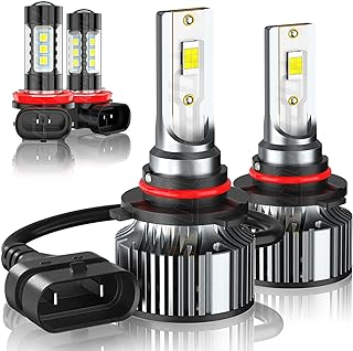 LED Headlight Bulbs Compatible For 2016 2017 2018 2019 Toyota RAV4, 9012 High Beam And Low Beam + H8/H16/H11 Fog Lights LED Bulbs Combo, 6000k White 28000 Lumens, Plug and Play, Pack of 4