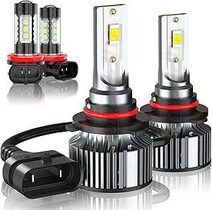 LED Headlight Bulbs for Toyota RAV4 2016-2019, 9012 High/Low + H8/H16/H11 Fog Lights, 6000K White, Plug and Play, Pack of 4