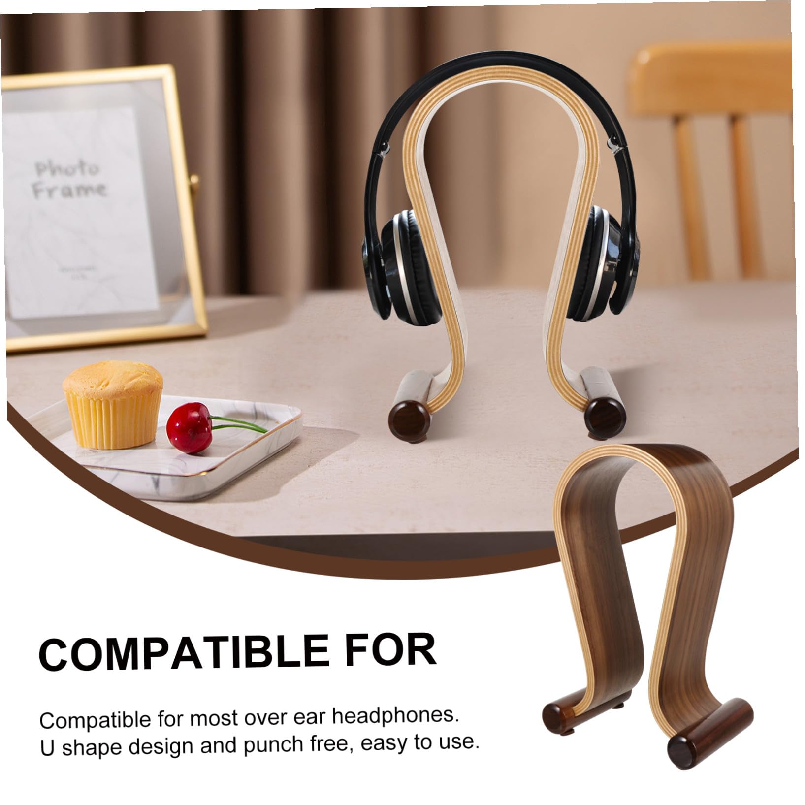 Supporto Cuffie in Legno di Juglans per Scrivania Porta Cuffie Robusto e Durevole Piccole e Grandi Organizer Salvaspazio per Casa e Ufficio Protezione Anti-usura per Auricolari