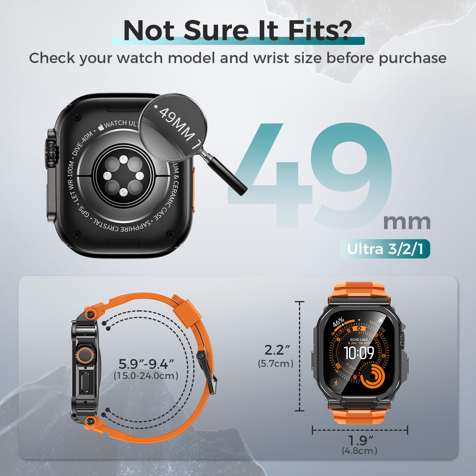 Neitra Metallhülle mit Armband für Apple Watch Ultra 3/2/1 49 mm mit Displayschutz, 360° Einteiler-Abdeckung, Schutz vor Stürzen & Staub, Zugriff auf die ECG-Krone, für Sport & Alltag