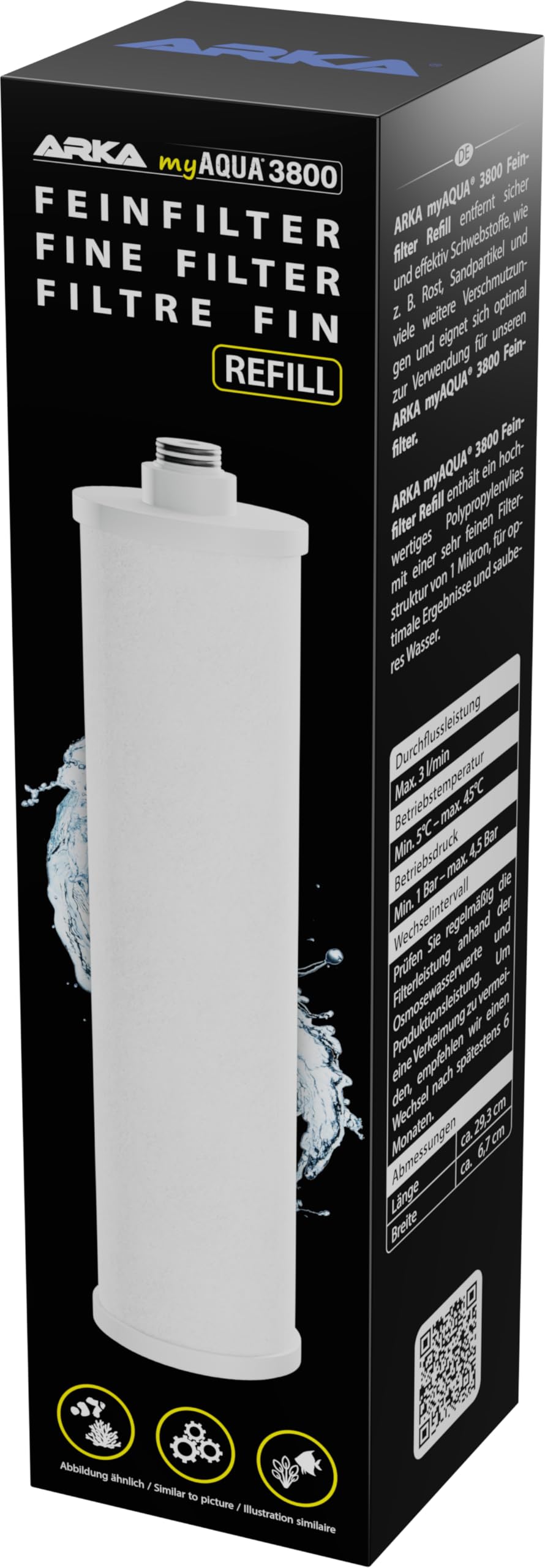 ARKA FFRMD3800 Feinfilter Fine Filter Refill myAqua 3800 Reverse Osmosis System, Multicoloured