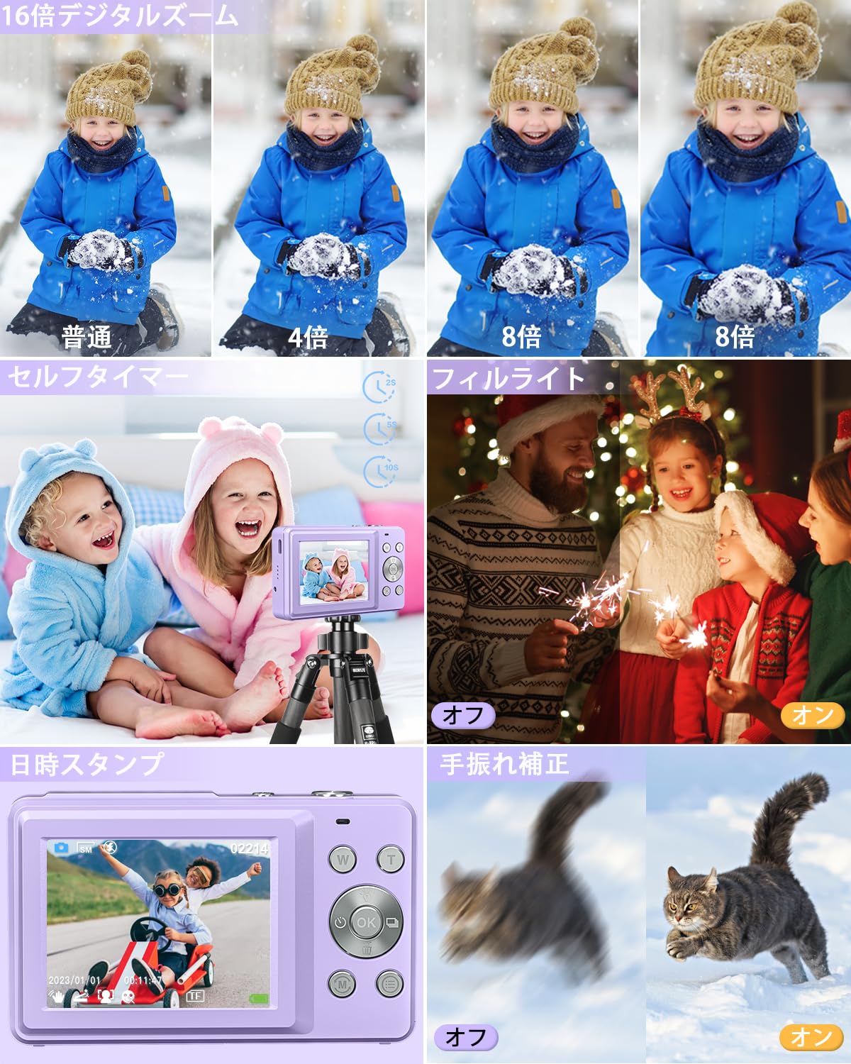 Amazon | AiTechny デジタルカメラ デジカメ 4400万画素 1080p動画 16