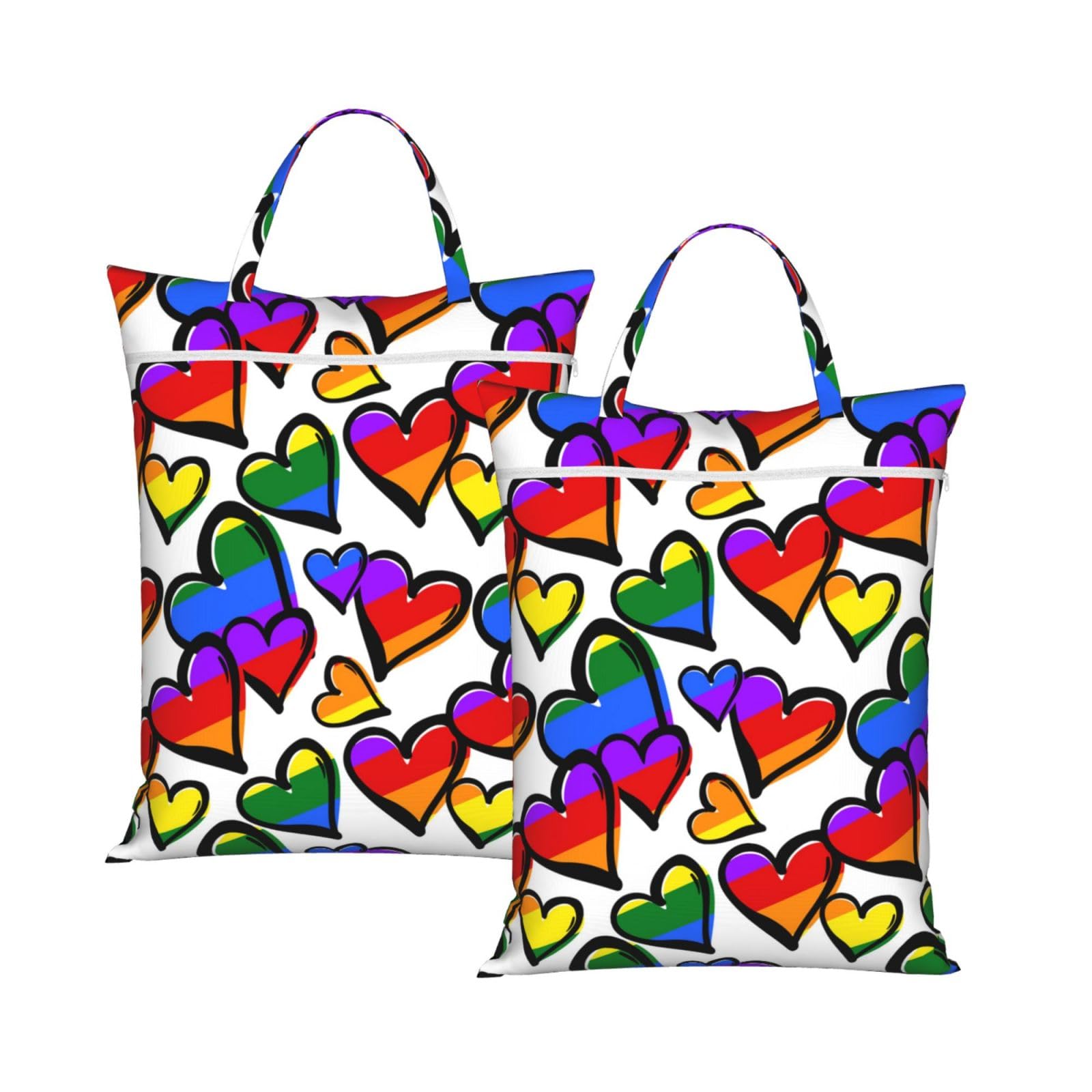 YFSGDLBN Rainbow Colored Gay Pride Hearts printed Travel dirty laundry bag clothes pack Storage Basket Bag