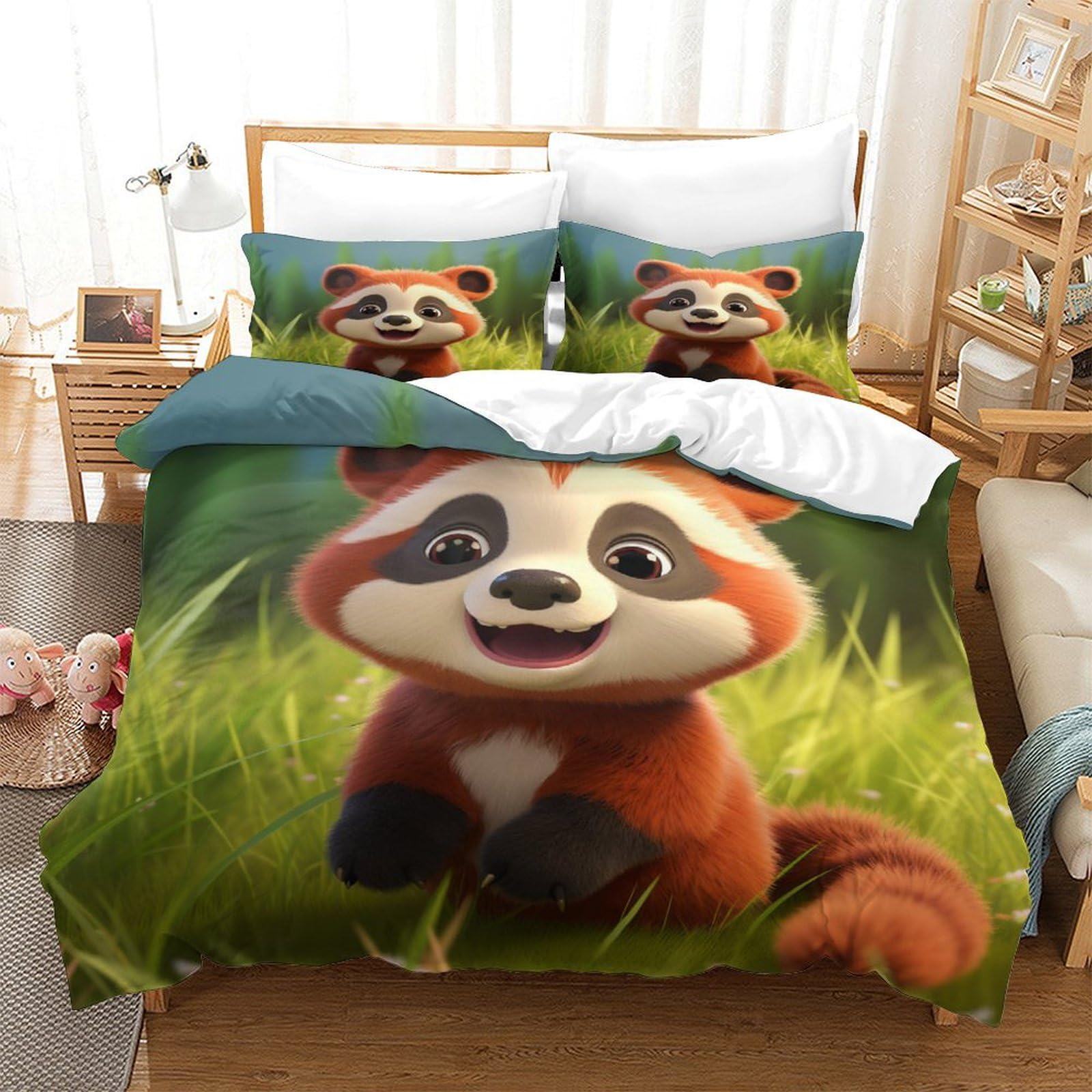 Housse de couette 260x220 Lesser Panda avec 2 taies d'oreiller
