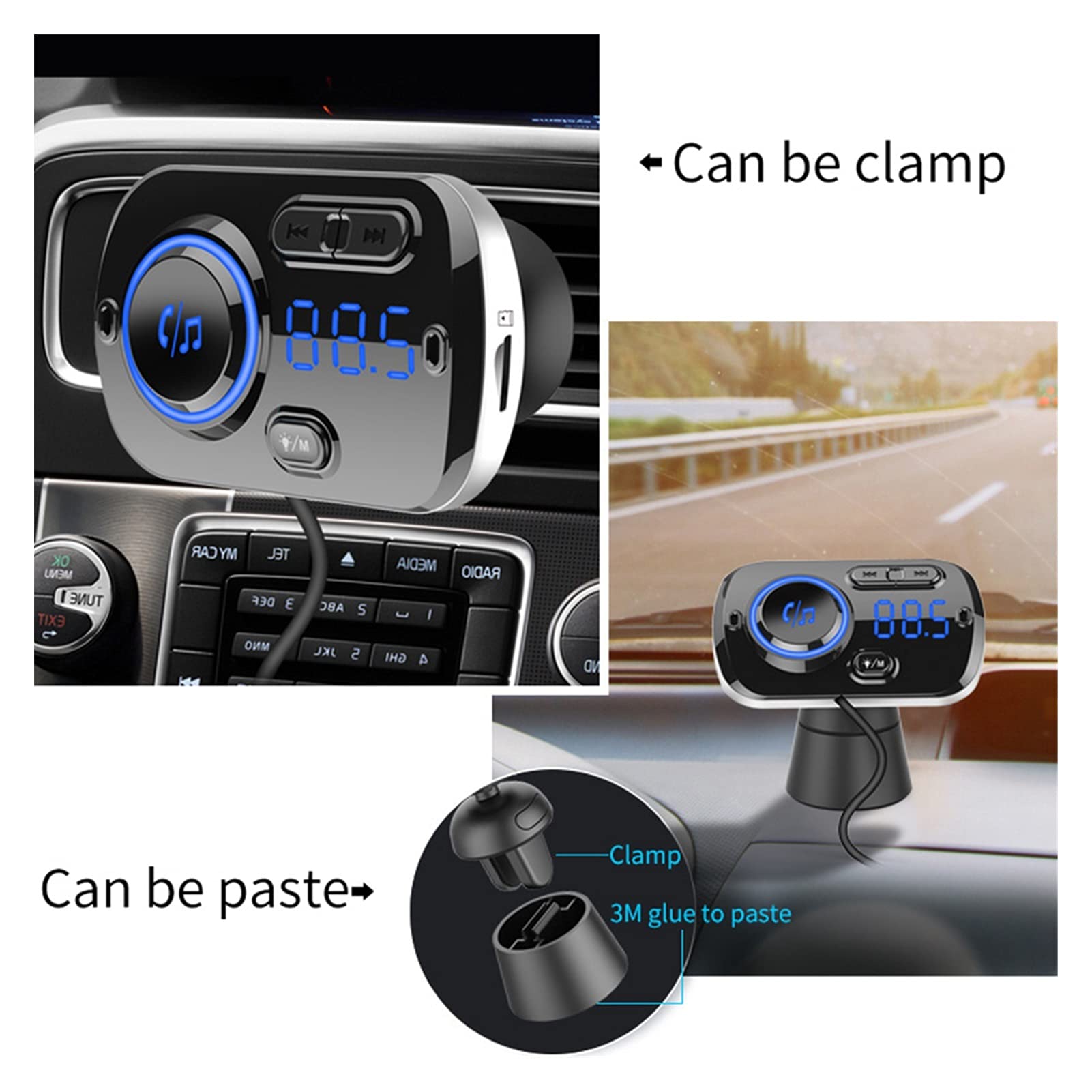 Adattatore Audio Bluetooth. Player multimediale USB Carica Veloce Bluetooth 5.0 Auto FM. Accessori per Auto trasmettitori LCD MP3. Giocatore QC 3.0 FM. Modulatore