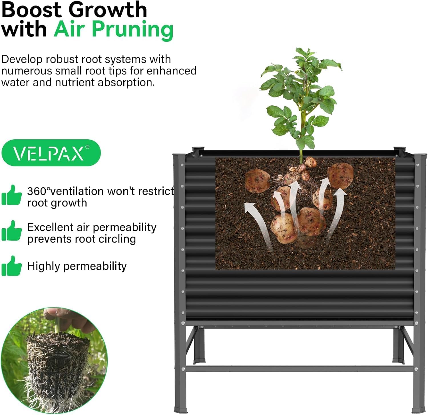 Galvanized Raised Garden Bed with Legs, 48×48×37 in Large Metal Elevated Raised Planter Box, Raised Garden Bed,1200lb Capacity with Drainage Holes for Vegetables Lawn Green Flowers, Fruits, Terrace