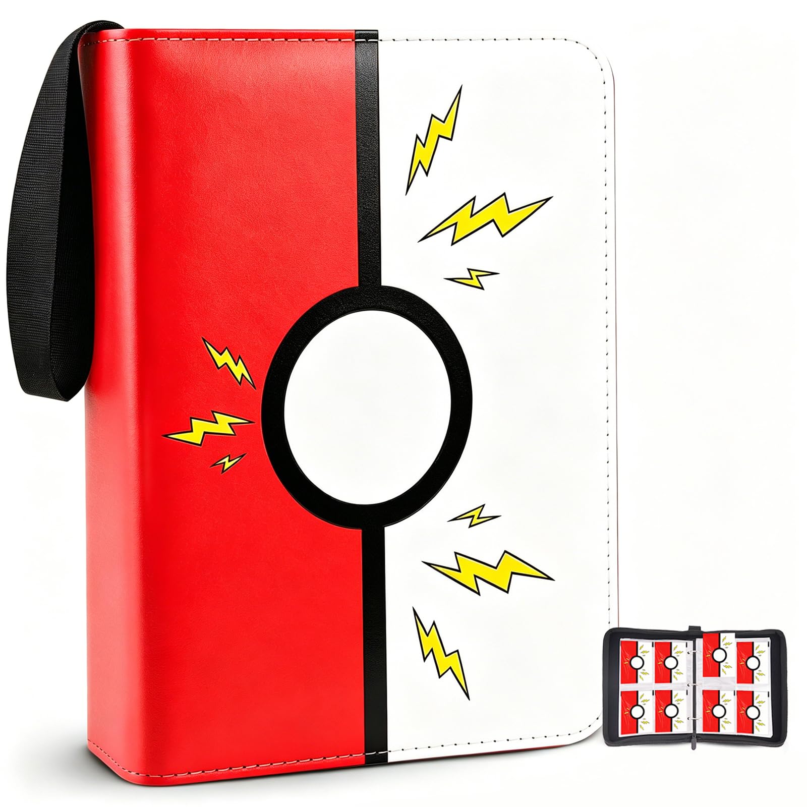 Carpeta de tarjetas coleccionables para niños, 400 tarjetas de capacidad, con cremallera, correa portátil, 8 páginas de doble cara para MTG Yu-Gi-Oh, colección de tarjetas de béisbol, regalos de