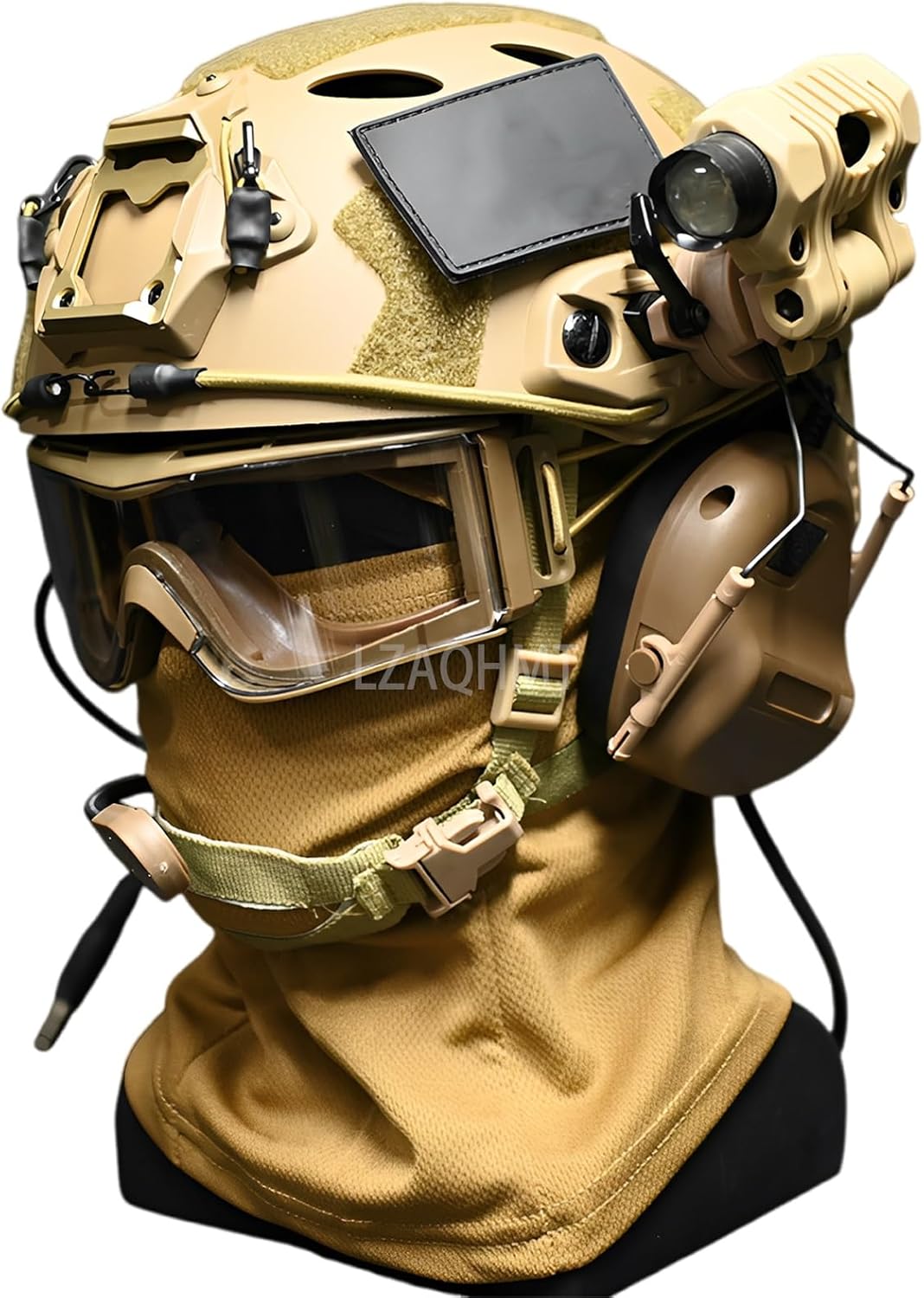 Tactical Helmet Set with Headset Flashlight Goggles - Airsoft CS Game Protective Gear for Outdoor Hunting Cosplay