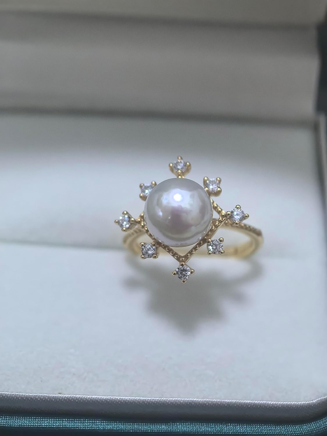 Freshwater Cultured Pearl Rings Jewelry for Women Fashion Valentine's Mothers Day Christmas Gifts Wife Mom Girlfriend, Anniversary Birthday Fine Jewelry Gifts for Her