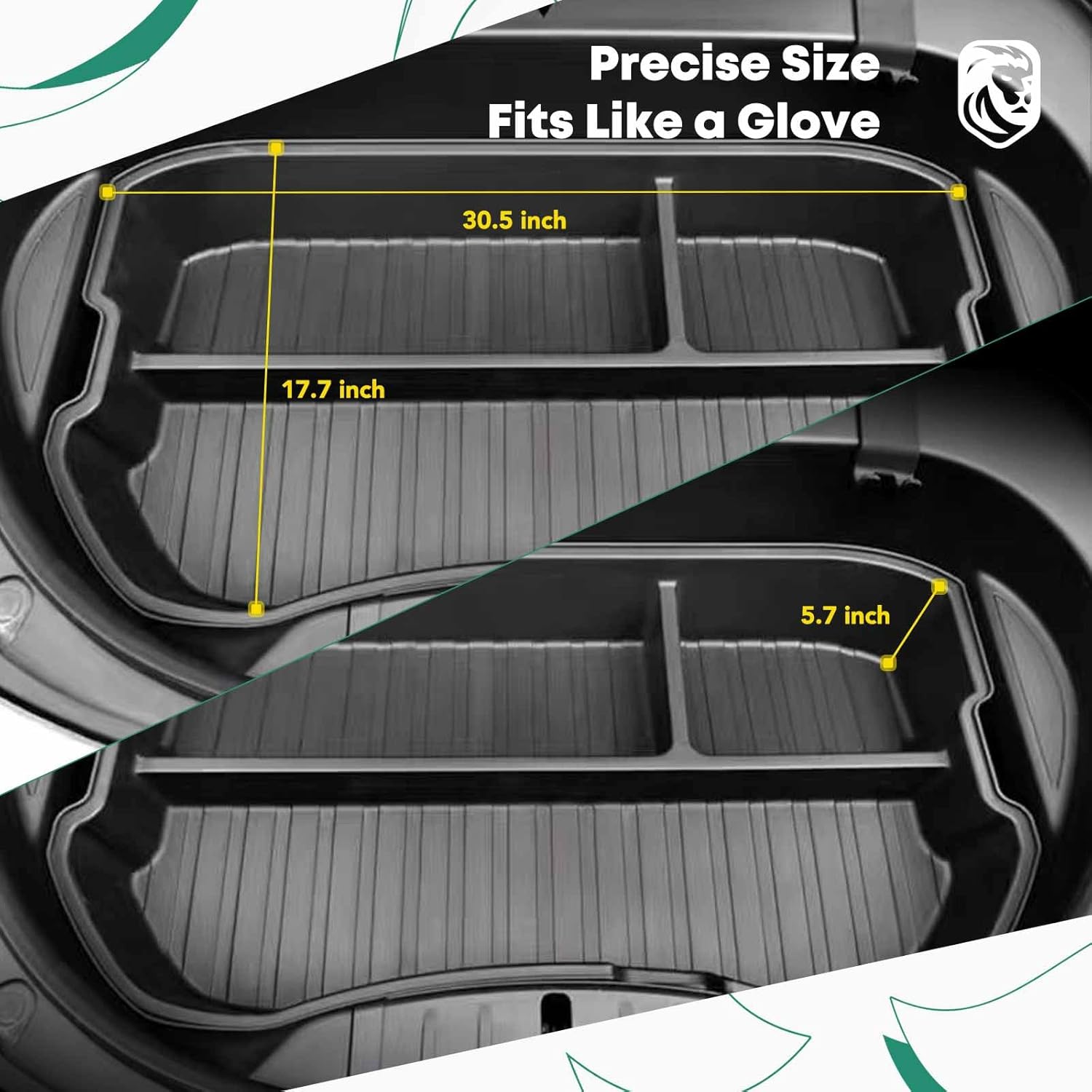 YHTAUTO Front Trunk Organizer Compatible with Tesla Model 3 2021 2022 2023 Accessories, Waterproof Frunk Storage Bins Organizer Front Trunk Storage Box - Black