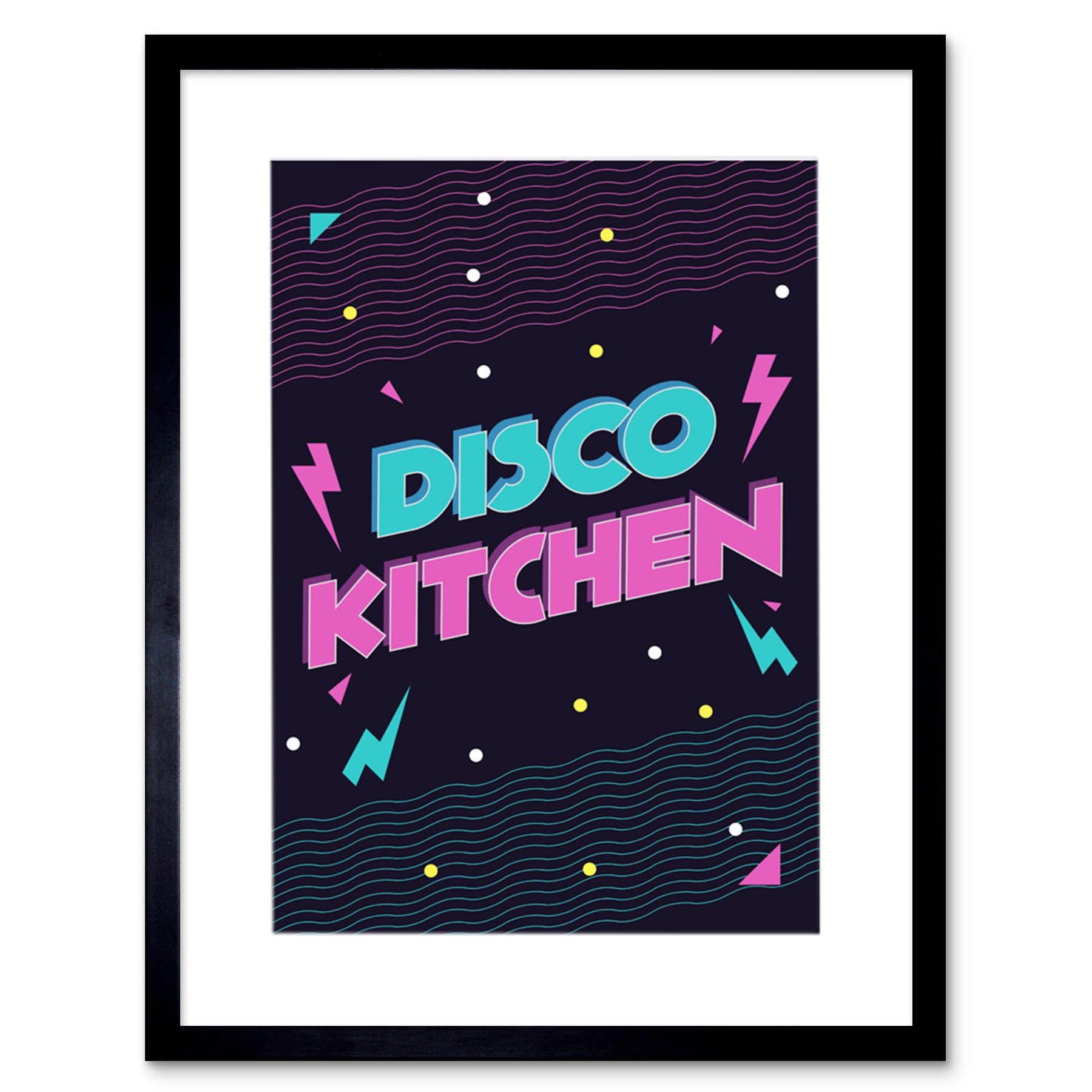 Wee Blue Coo Disco Kitchen 80s Art Print Framed Poster Wall Decor 12x16 inch