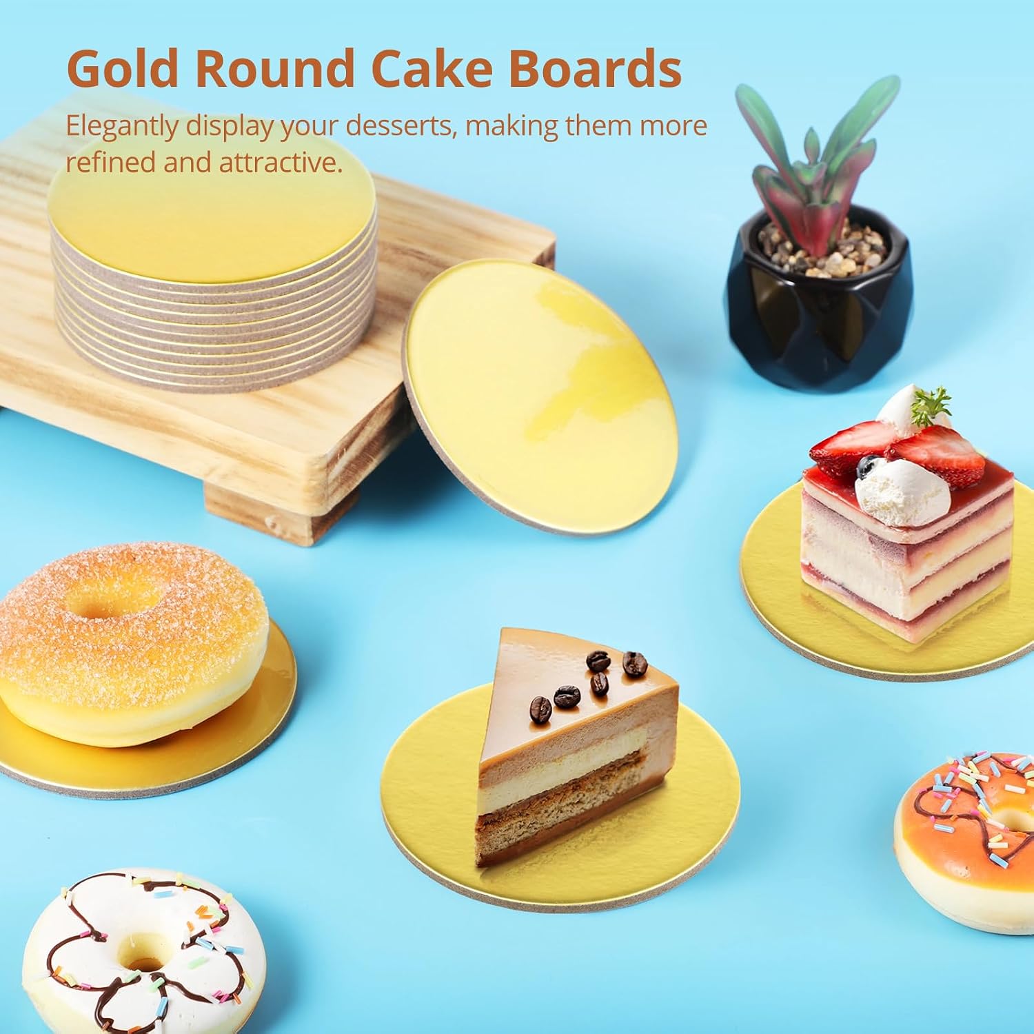 80 Pcs Round Cake Boards, 4" Mini Circle Cake Bases, Cardboard Cake Plates, Non-Stick Coated Display Cakeboards, Heat-Resistant Small Cake Trays for Cupcake, Mousses, Desserts, Sliver