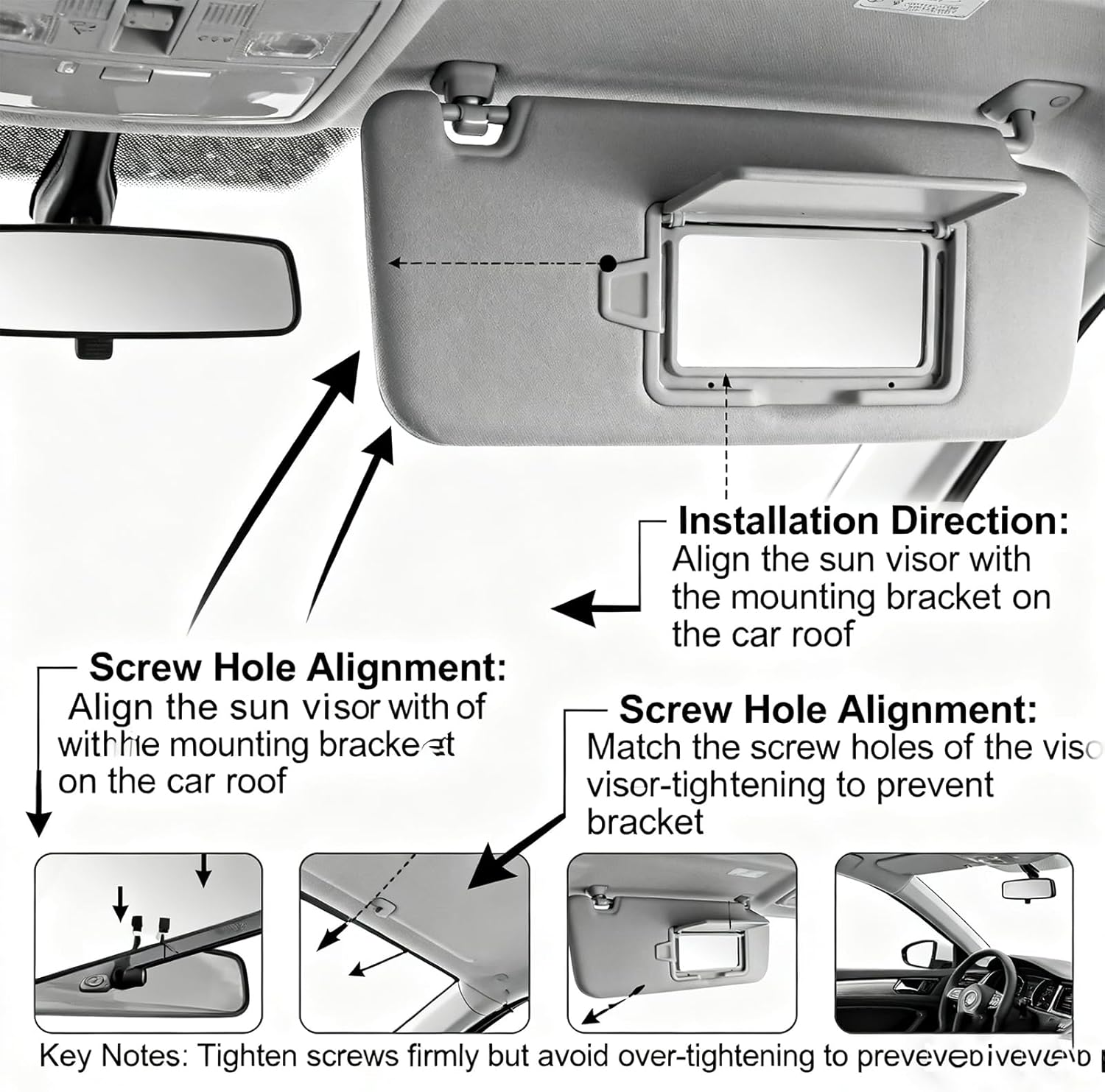 Left Driver Side Sun Visor with Makeup Mirror for Hyundai Accent 1E 2011 2012 2013 2014 2015 for Hyundai Accent Sun Visor 2013 2012 2011-2015 Beige OE: 85210-1R000 Front Left Sun Protection Shade