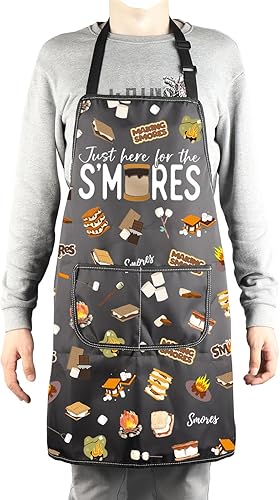 Miniatura 4 de MBMSO Delantal Smores S'More Lovers Regalo para Smores Maker Delantal Just Here for the Smores Regalo para Chef Pastelero Delantal Regalo de Camping