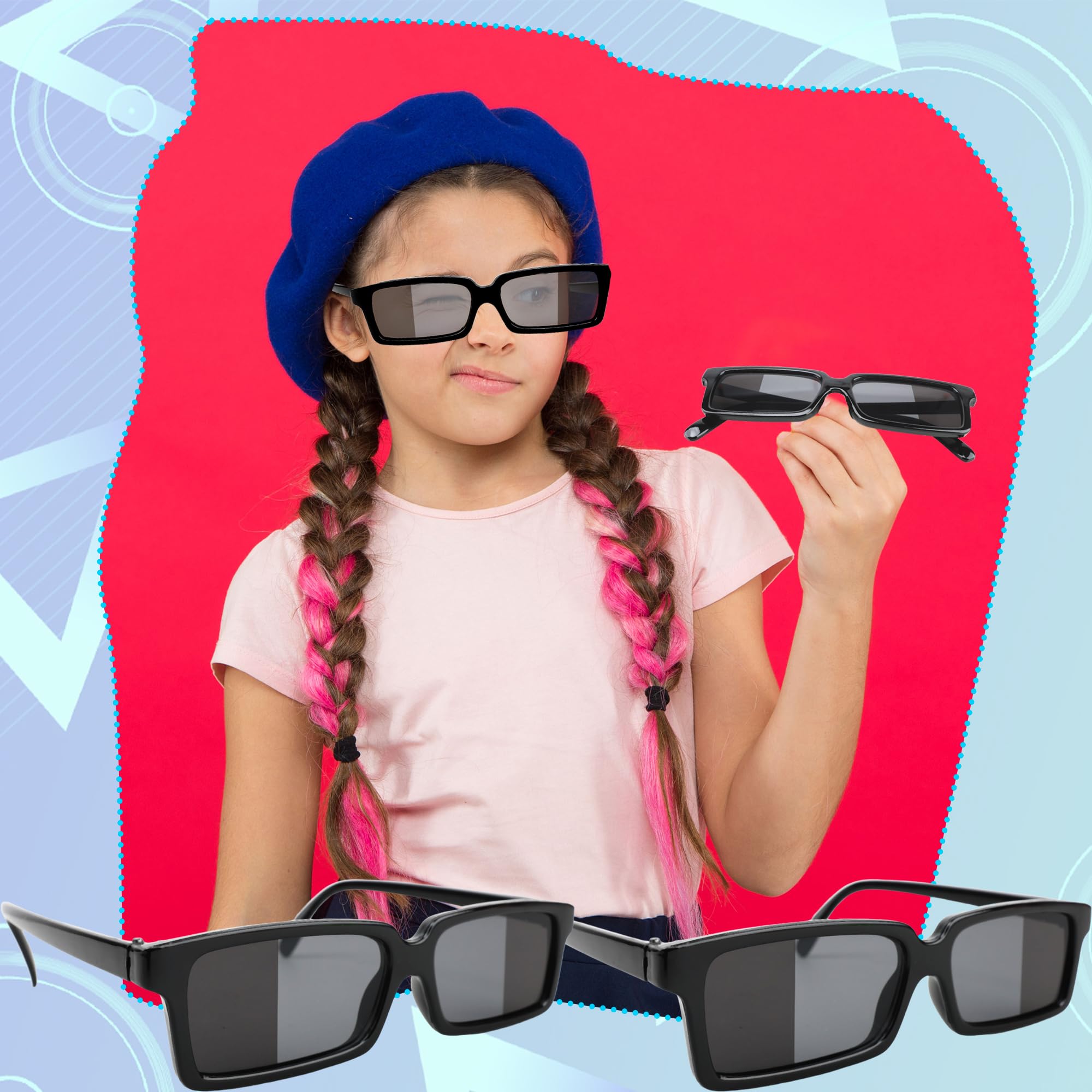Octaday 20 Pcs Real Detective Glasses Sunglasses Rear View Mirror Anti Track See Behind You with Inside The Lens Mirror for Kids Escape Room Party Favor Detective - Image 4